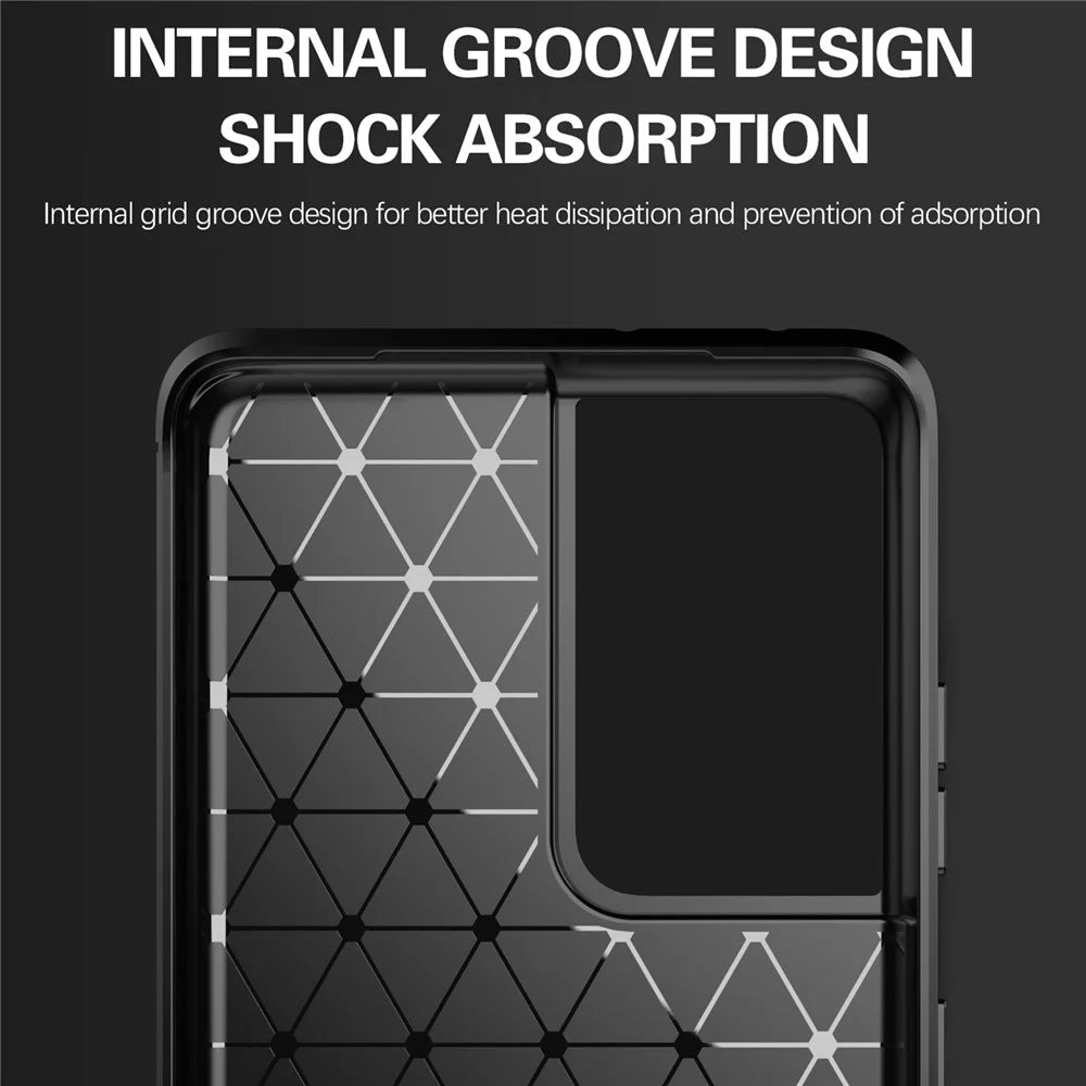 1.8mm Brushed Surface TPU Case Original Touch Surface Carbon Fiber Texture Phone Cover for Samsung Galaxy S21 Ultra 5G - Black - 6