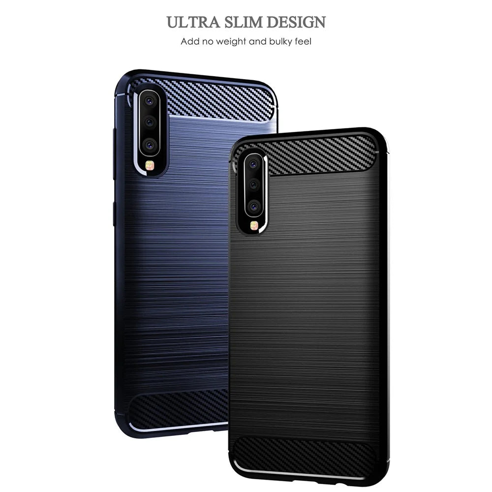 1.8mm Heat Dissipation TPU Case Super Slim Carbon Fiber Texture Scratch-Proof Brushed Surface Phone Cover for Samsung Galaxy A50/A50s/A30s - Black - 3