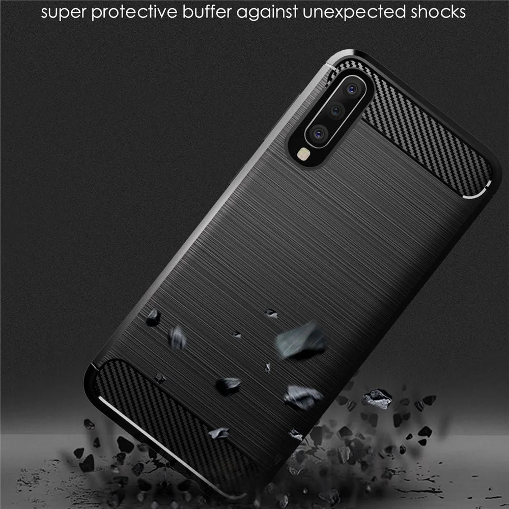 1.8mm Heat Dissipation TPU Case Super Slim Carbon Fiber Texture Scratch-Proof Brushed Surface Phone Cover for Samsung Galaxy A50/A50s/A30s - Black - 5