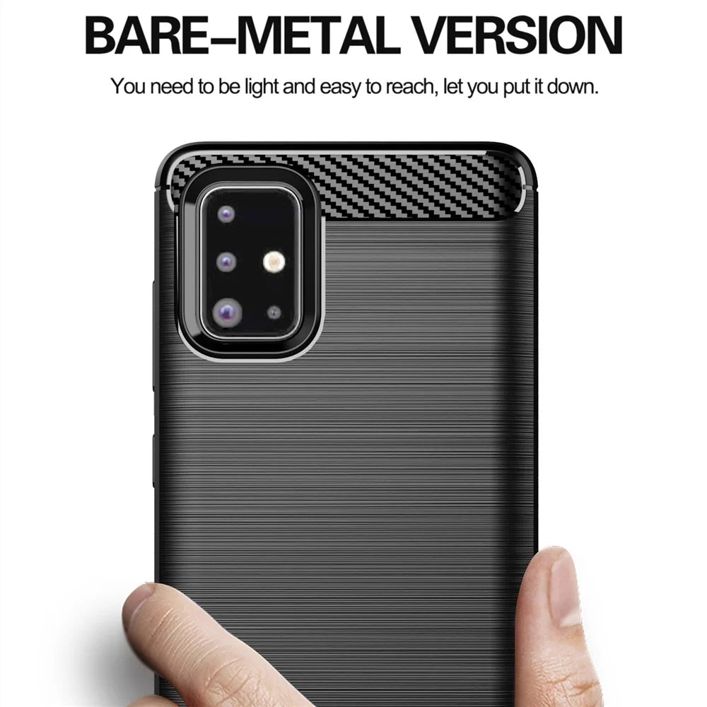1.8mm Heat Dissipation TPU Case Full Brushed Surface Coverage Carbon Fiber Texture Phone Cover for Samsung Galaxy A71 4G SM-A715 - Blue - 2