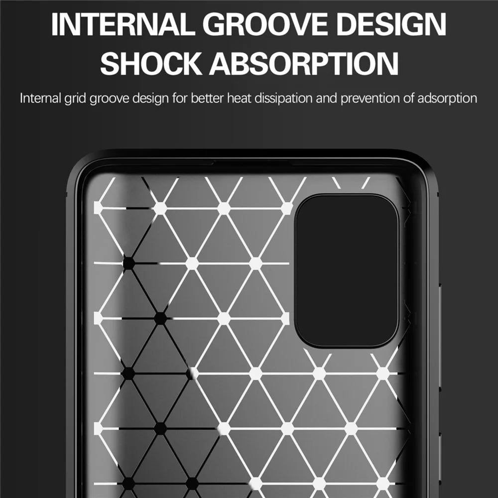 1.8mm Heat Dissipation TPU Case Full Brushed Surface Coverage Carbon Fiber Texture Phone Cover for Samsung Galaxy A71 4G SM-A715 - Blue - 6