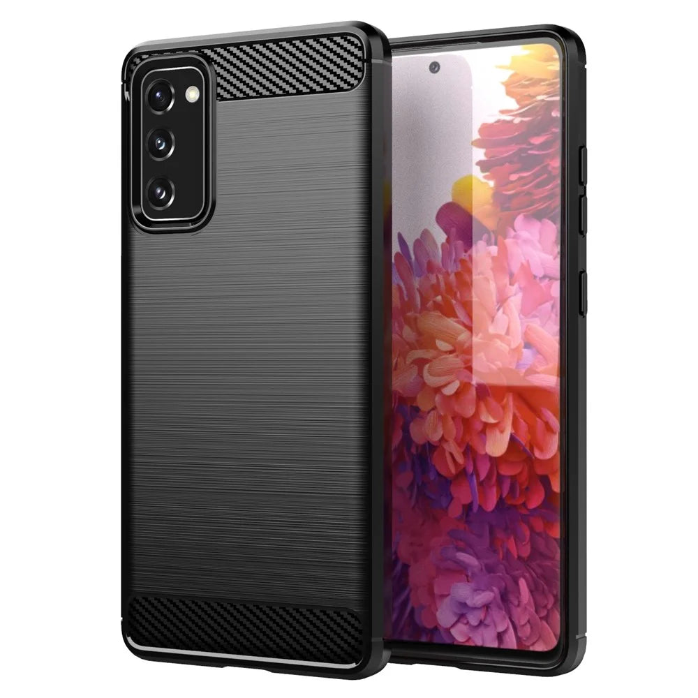 1.8mm Heat Dissipation TPU Case Carbon Fiber Texture Built-In Invisible Air Cushions Brushed Surface Phone Cover for Samsung Galaxy S20 FE 2022/S20 FE/S20 FE 5G/S20 Fan Edition/S20 Fan Edition 5G/S20 Lite - Black - 1