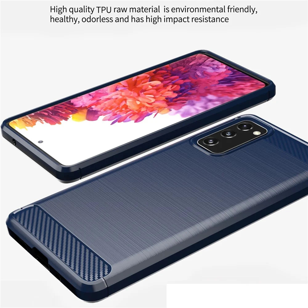 1.8mm Heat Dissipation TPU Case Carbon Fiber Texture Built-In Invisible Air Cushions Brushed Surface Phone Cover for Samsung Galaxy S20 FE 2022/S20 FE/S20 FE 5G/S20 Fan Edition/S20 Fan Edition 5G/S20 Lite - Black - 3