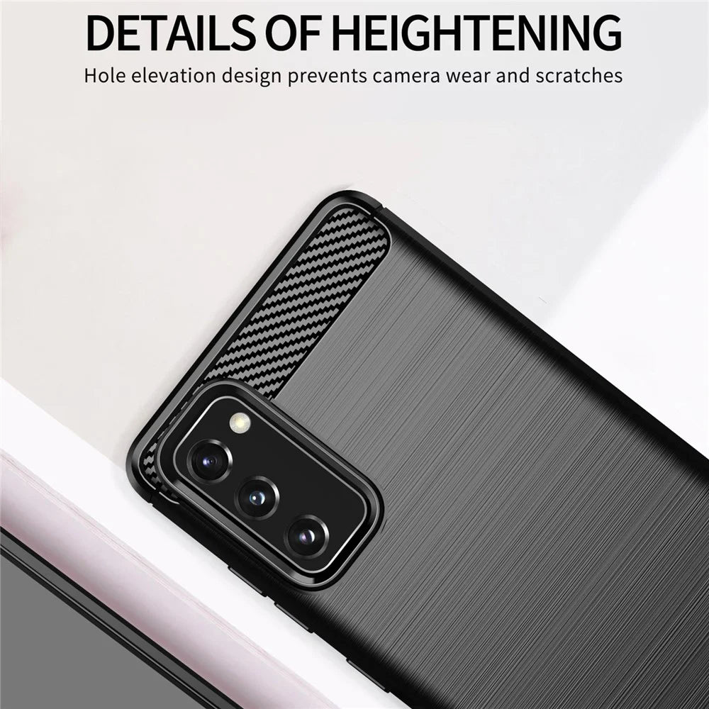 1.8mm Heat Dissipation TPU Case Carbon Fiber Texture Built-In Invisible Air Cushions Brushed Surface Phone Cover for Samsung Galaxy S20 FE 2022/S20 FE/S20 FE 5G/S20 Fan Edition/S20 Fan Edition 5G/S20 Lite - Black - 4