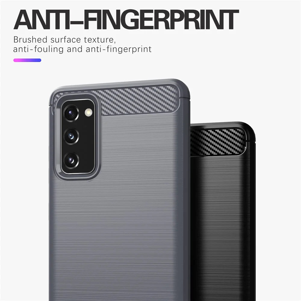 1.8mm Heat Dissipation TPU Case Carbon Fiber Texture Built-In Invisible Air Cushions Brushed Surface Phone Cover for Samsung Galaxy S20 FE 2022/S20 FE/S20 FE 5G/S20 Fan Edition/S20 Fan Edition 5G/S20 Lite - Black - 5