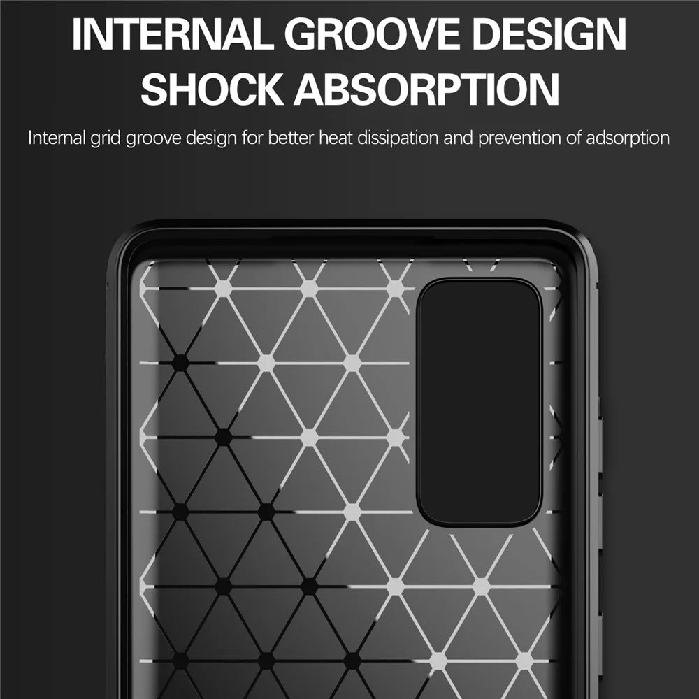 1.8mm Heat Dissipation TPU Case Carbon Fiber Texture Built-In Invisible Air Cushions Brushed Surface Phone Cover for Samsung Galaxy S20 FE 2022/S20 FE/S20 FE 5G/S20 Fan Edition/S20 Fan Edition 5G/S20 Lite - Black - 6