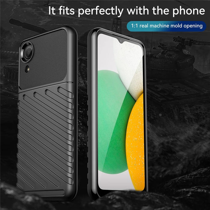 Thunder Series Twill Texture Thickened TPU Cover Shock Absorbing Protective Phone Case for Samsung Galaxy A03 Core - Black - 2