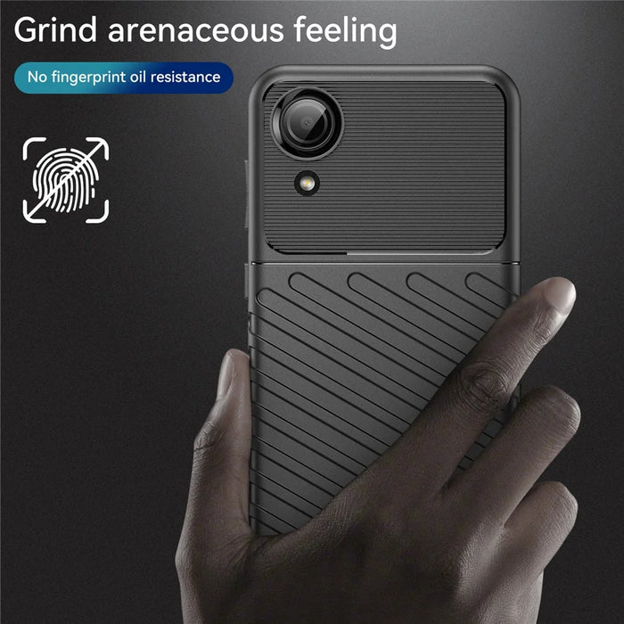Thunder Series Twill Texture Thickened TPU Cover Shock Absorbing Protective Phone Case for Samsung Galaxy A03 Core - Black - 3