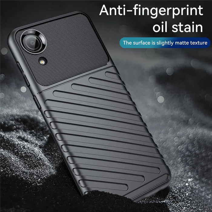 Thunder Series Twill Texture Thickened TPU Cover Shock Absorbing Protective Phone Case for Samsung Galaxy A03 Core - Black - 4
