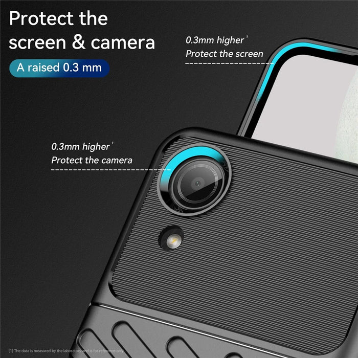 Thunder Series Twill Texture Thickened TPU Cover Shock Absorbing Protective Phone Case for Samsung Galaxy A03 Core - Black - 7