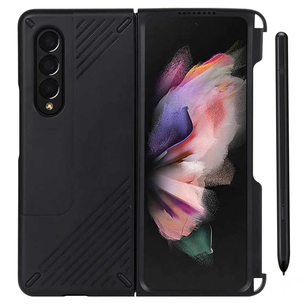 Anti-scratch Hard PC Folding Phone Case with Stylus Pen Slot for Samsung Galaxy Z Fold3 5G - 1