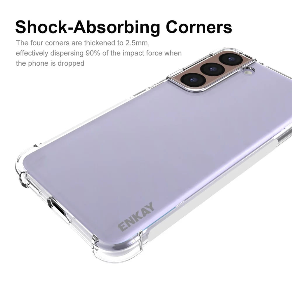 ENKAY HAT PRINCE Anti-slip Strip Crystal Clear Thickened Corners Mobile Phone TPU Case Shell for Samsung Galaxy S22 5G - 2