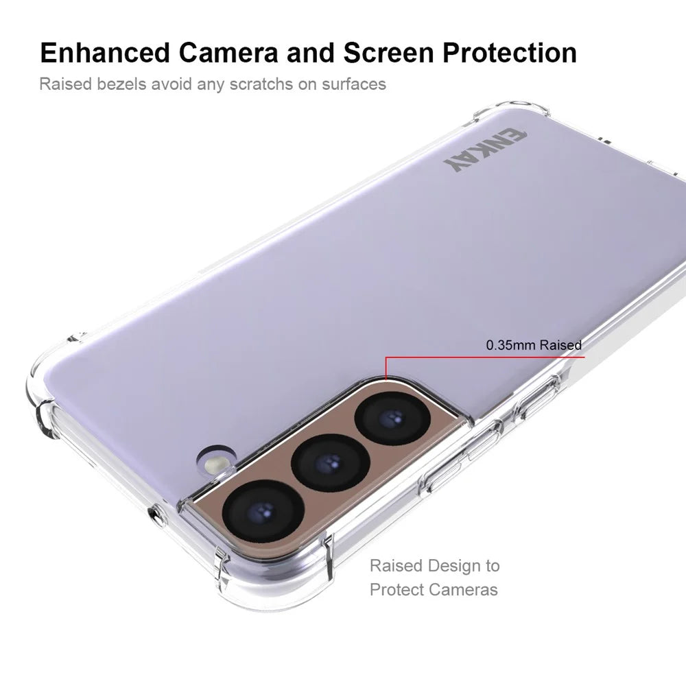 ENKAY HAT PRINCE Anti-slip Strip Crystal Clear Thickened Corners Mobile Phone TPU Case Shell for Samsung Galaxy S22 5G - 3
