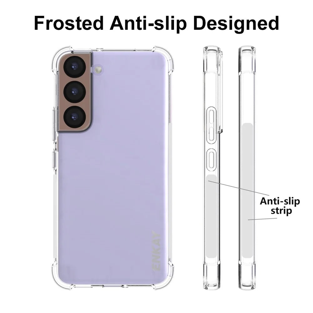 ENKAY HAT PRINCE Anti-slip Strip Crystal Clear Thickened Corners Mobile Phone TPU Case Shell for Samsung Galaxy S22 5G - 4