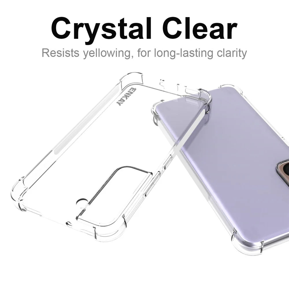 ENKAY HAT PRINCE Anti-slip Strip Crystal Clear Thickened Corners Mobile Phone TPU Case Shell for Samsung Galaxy S22 5G - 5