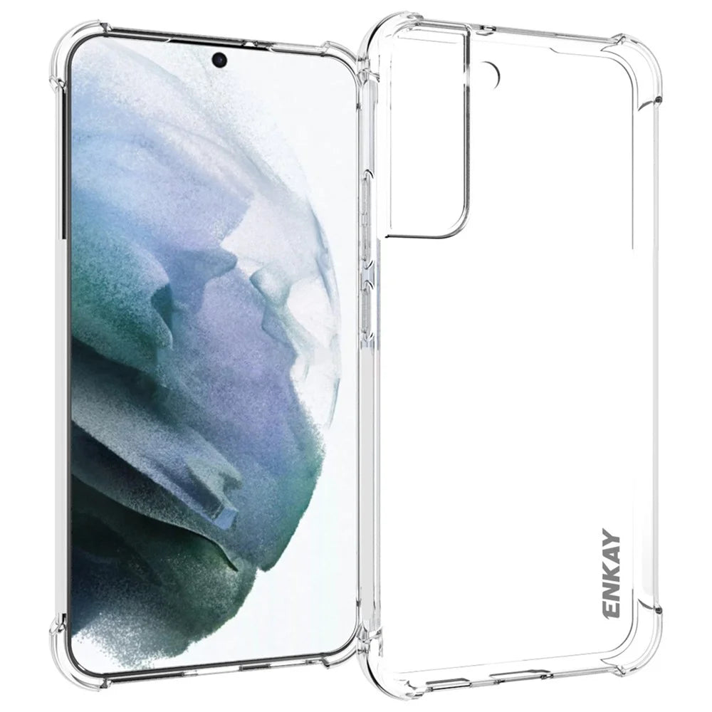 ENKAY HAT PRINCE Non-yellowing Crystal Clear TPU Cover Thickened Corners Phone Case with Anti-slip Strip for Samsung Galaxy S22+ 5G - 1