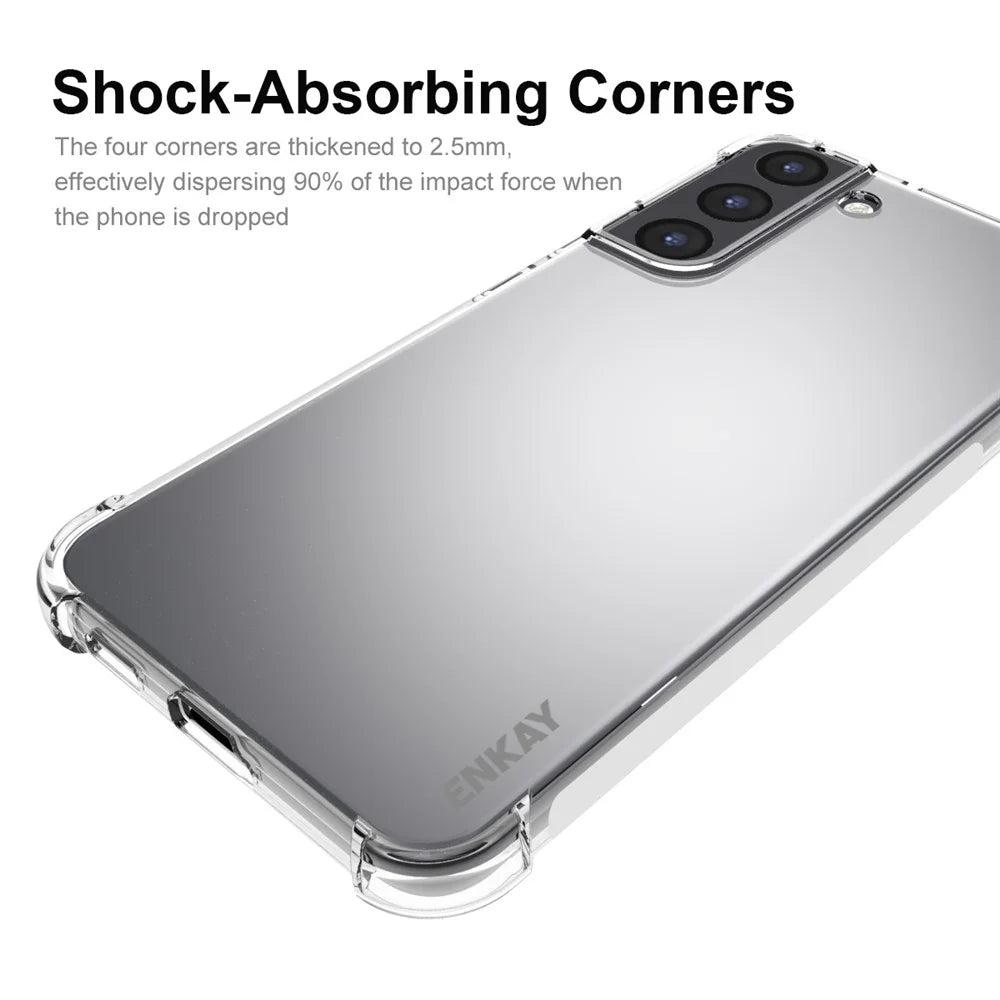 ENKAY HAT PRINCE Non-yellowing Crystal Clear TPU Cover Thickened Corners Phone Case with Anti-slip Strip for Samsung Galaxy S22+ 5G - 2