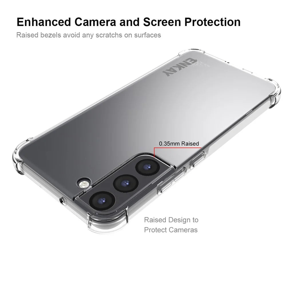 ENKAY HAT PRINCE Non-yellowing Crystal Clear TPU Cover Thickened Corners Phone Case with Anti-slip Strip for Samsung Galaxy S22+ 5G - 3