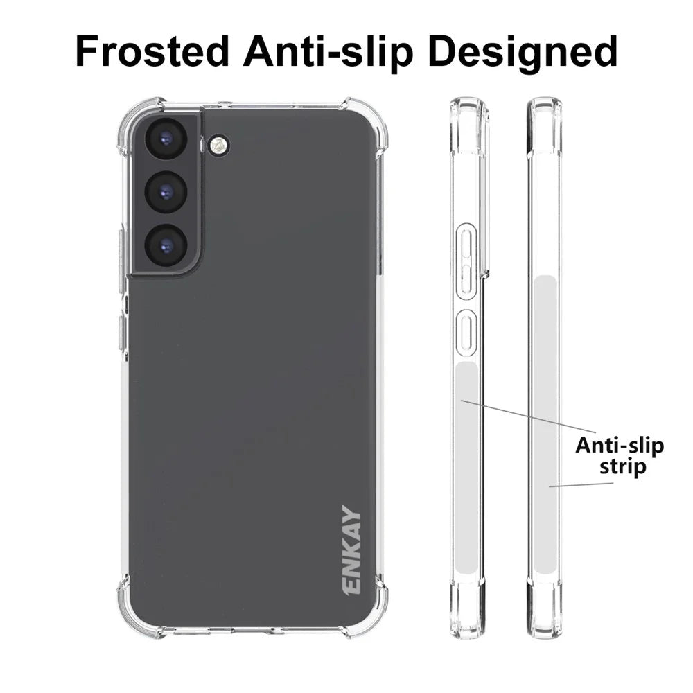 ENKAY HAT PRINCE Non-yellowing Crystal Clear TPU Cover Thickened Corners Phone Case with Anti-slip Strip for Samsung Galaxy S22+ 5G - 4