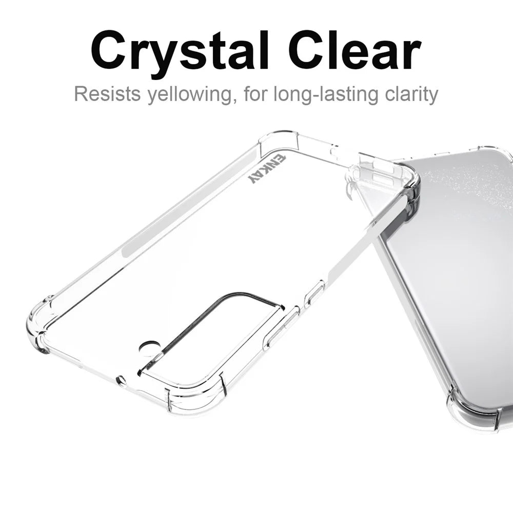 ENKAY HAT PRINCE Non-yellowing Crystal Clear TPU Cover Thickened Corners Phone Case with Anti-slip Strip for Samsung Galaxy S22+ 5G - 5
