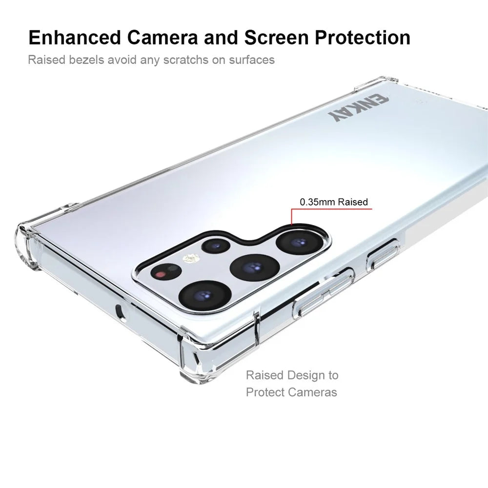 ENKAY HAT PRINCE Shock-absorbing Corners Transparent TPU Phone Case with Anti-slip Side Edge for Samsung Galaxy S22 Ultra 5G - 3