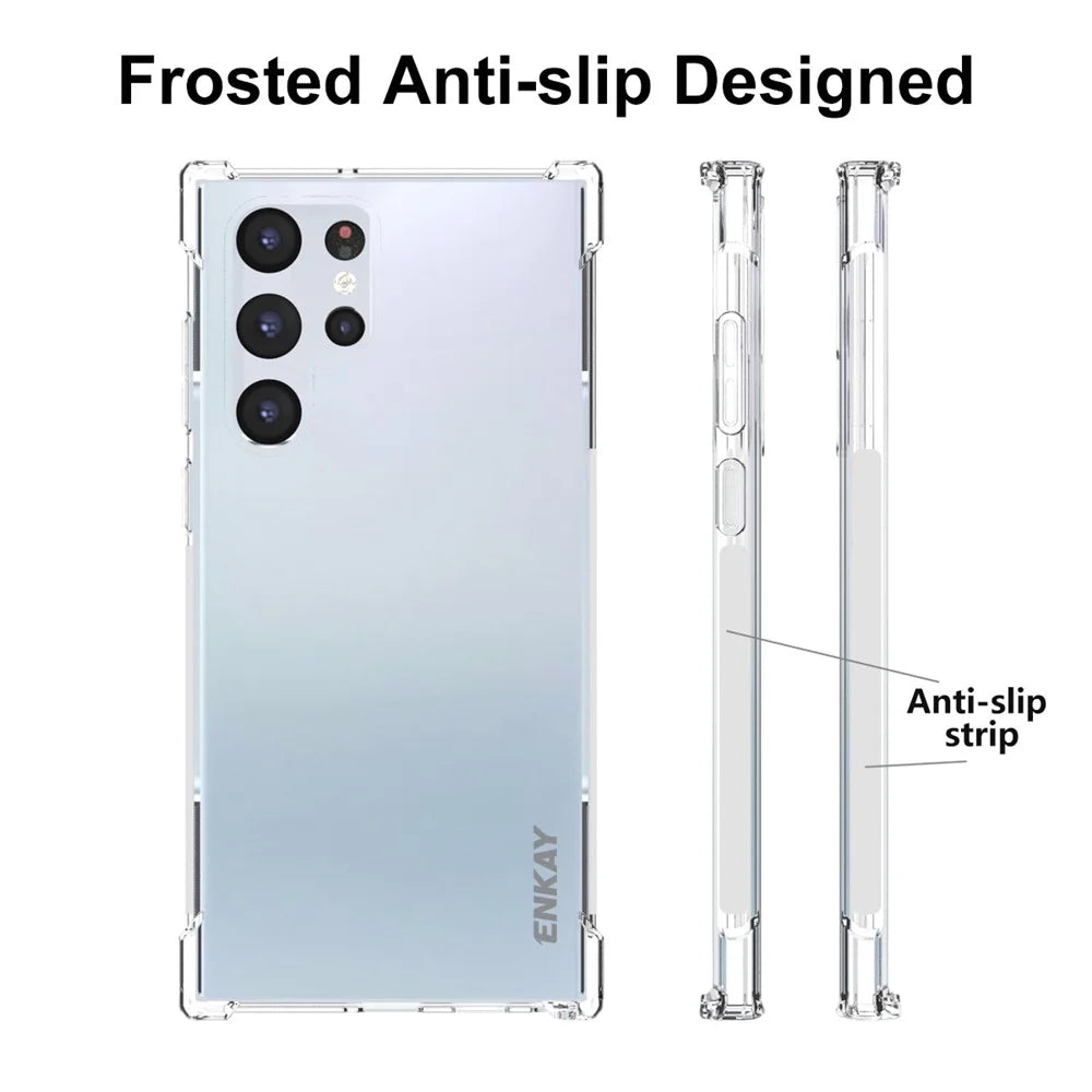 ENKAY HAT PRINCE Shock-absorbing Corners Transparent TPU Phone Case with Anti-slip Side Edge for Samsung Galaxy S22 Ultra 5G - 4