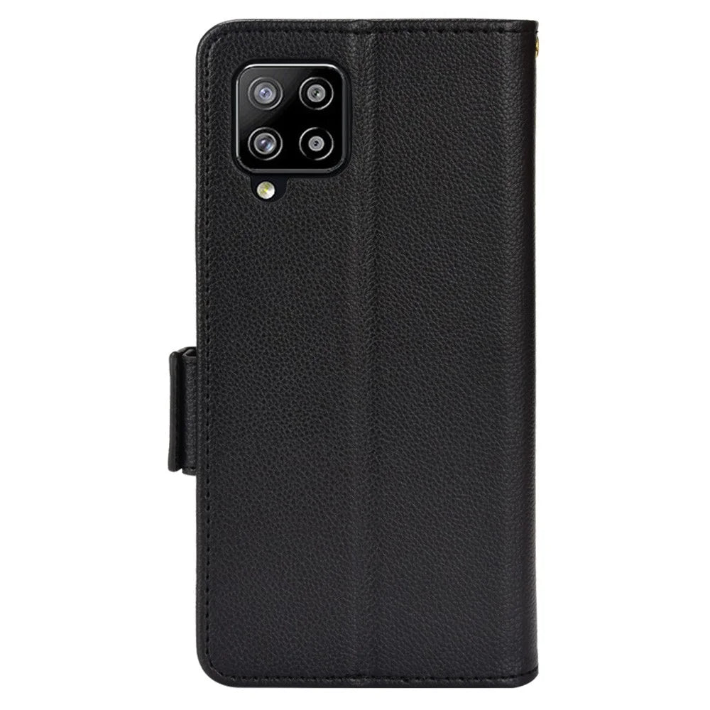 Litchi Texture PU Leather Protective Cover All-round Shockproof Stand Wallet Phone Case for Samsung Galaxy A42 5G/M42 5G - Black - 3