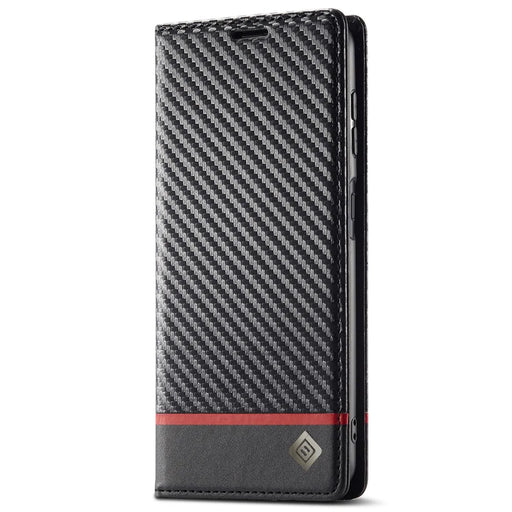 LC.IMEEKE Carbon Fiber Texture Wallet Stand Design PU Leather Phone Case Cover for Samsung Galaxy A13 5G / A04s 4G (164.7mm) - Horizontal Stripe - 2