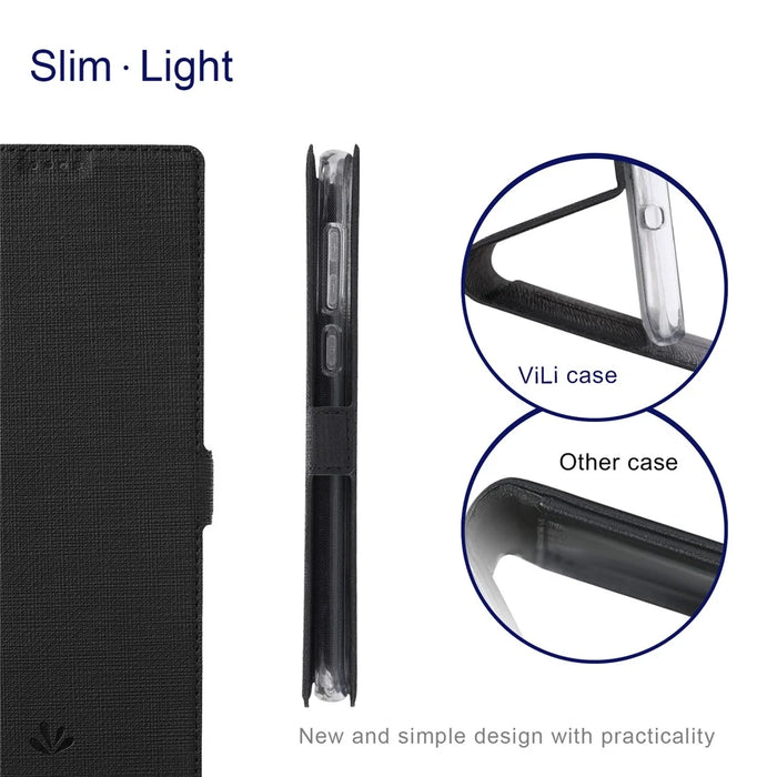VILI K Series Magnetic Closure Drop-proof Stand Wallet Leather Mobile Phone Case Shell for Samsung Galaxy S22 Ultra 5G - Black - 4