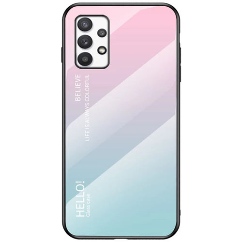 Gradient Color Anti-scratch Tempered Glass + PC + TPU Hybrid Phone Case Cover for Samsung Galaxy A53 5G - Gradient Pink Blue - 1