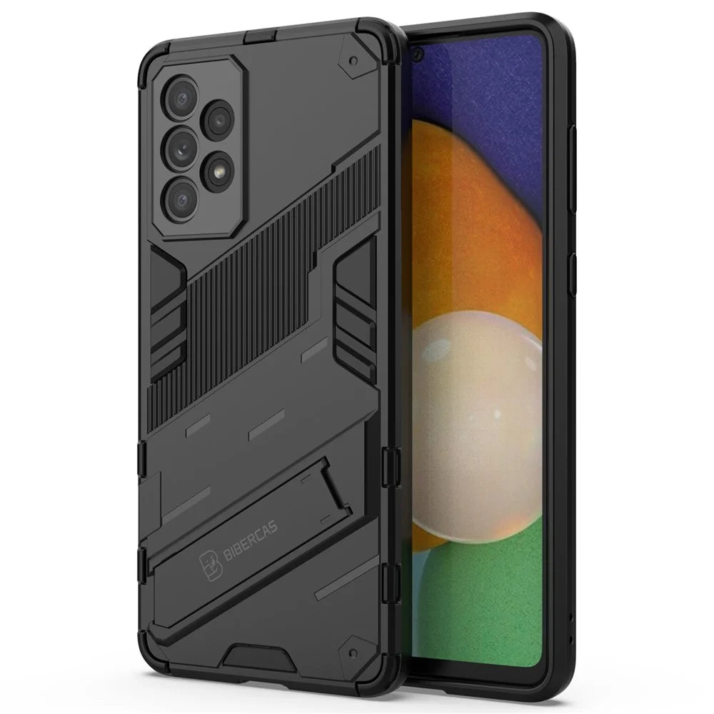 Hands-free Kickstand Design Anti-fall Protection TPU + PC Hybrid Phone Case Shell for Samsung Galaxy A73 5G - Black - 2