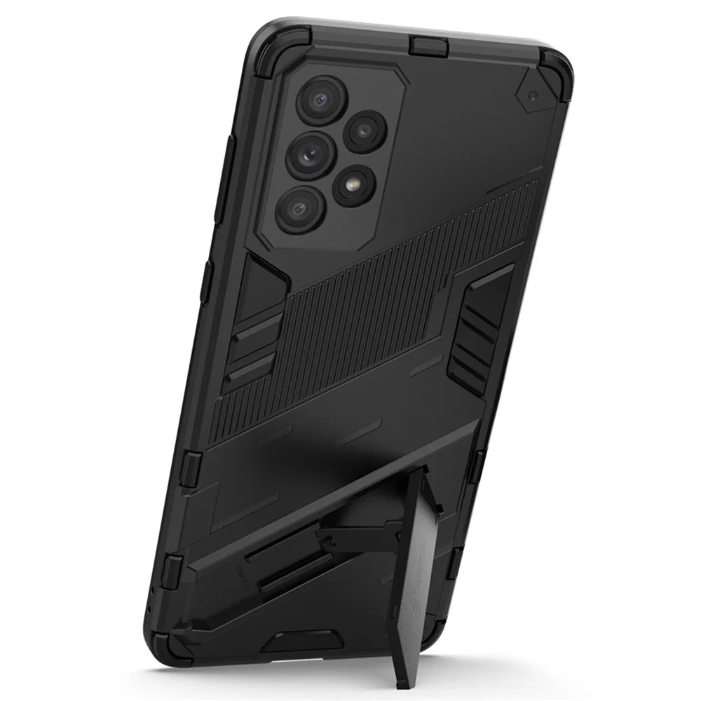 Hands-free Kickstand Design Anti-fall Protection TPU + PC Hybrid Phone Case Shell for Samsung Galaxy A73 5G - Black - 4