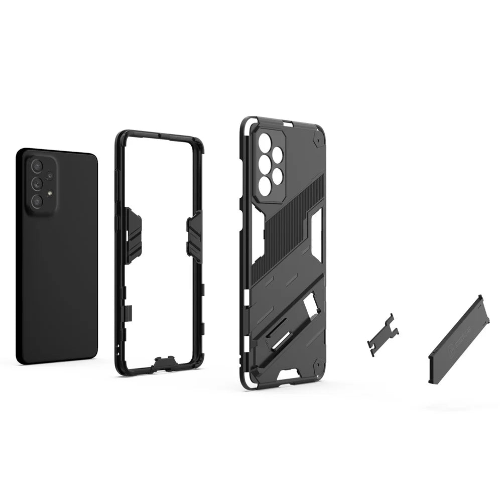 Hands-free Kickstand Design Anti-fall Protection TPU + PC Hybrid Phone Case Shell for Samsung Galaxy A73 5G - Black - 5