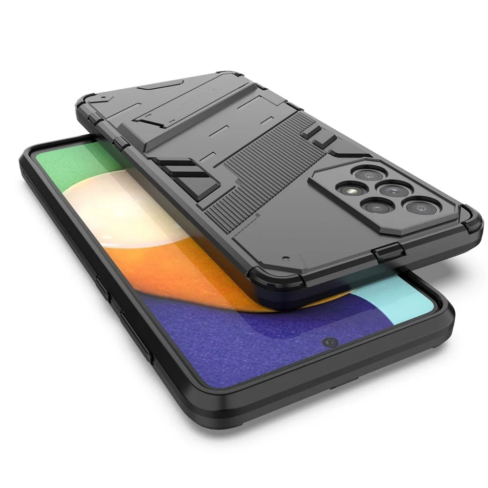 Hands-free Kickstand Design Anti-fall Protection TPU + PC Hybrid Phone Case Shell for Samsung Galaxy A73 5G - Black - 6