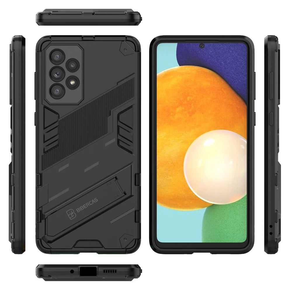 Hands-free Kickstand Design Anti-fall Protection TPU + PC Hybrid Phone Case Shell for Samsung Galaxy A73 5G - Black - 7