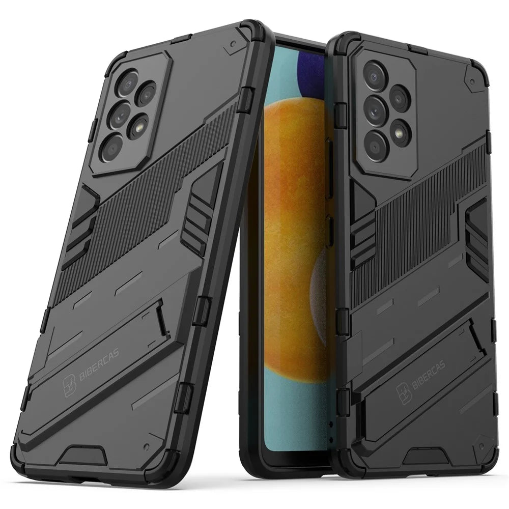 Well-protected Anti-drop Hands-free Kickstand Design TPU + PC Hybrid Phone Case Cover for Samsung Galaxy A53 5G - Black - 1