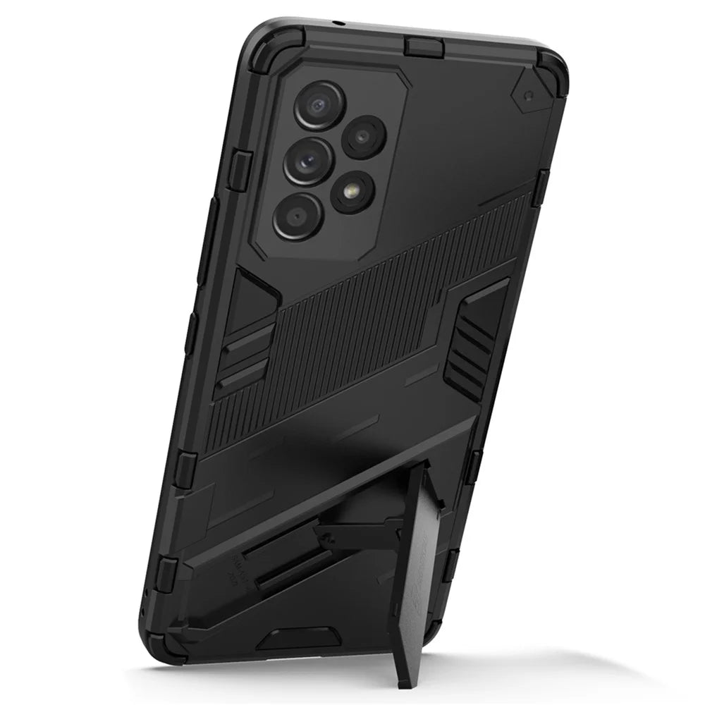 Well-protected Anti-drop Hands-free Kickstand Design TPU + PC Hybrid Phone Case Cover for Samsung Galaxy A53 5G - Black - 3