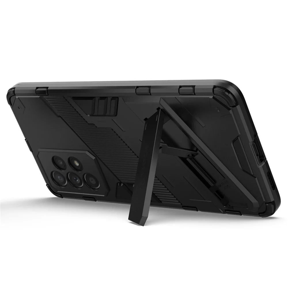 Well-protected Anti-drop Hands-free Kickstand Design TPU + PC Hybrid Phone Case Cover for Samsung Galaxy A53 5G - Black - 4
