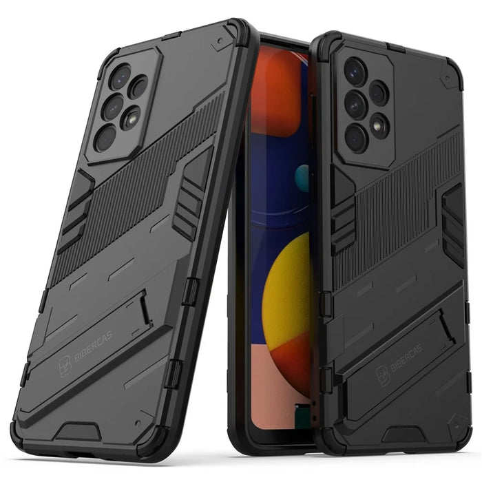 Shockproof Kickstand Phone Case TPU + PC Hybrid Cover for Samsung Galaxy A33 5G - Black - 1