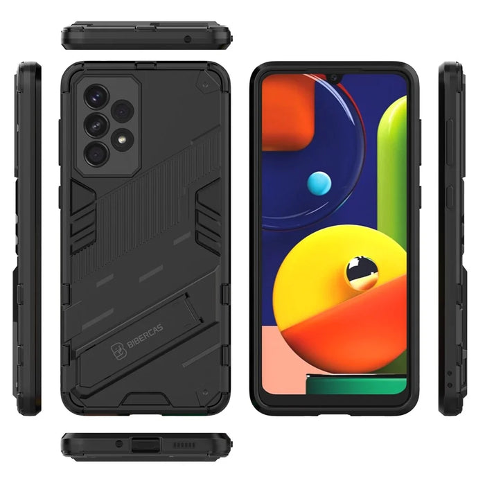 Shockproof Kickstand Phone Case TPU + PC Hybrid Cover for Samsung Galaxy A33 5G - Black - 7