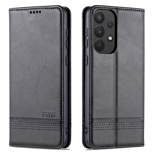 AZNS Phone Bag Case Strong Magnetic Auto-absorbed Cover PU Leather Stand Wallet Smartphone Case for Samsung Galaxy A33 5G - Black - 1