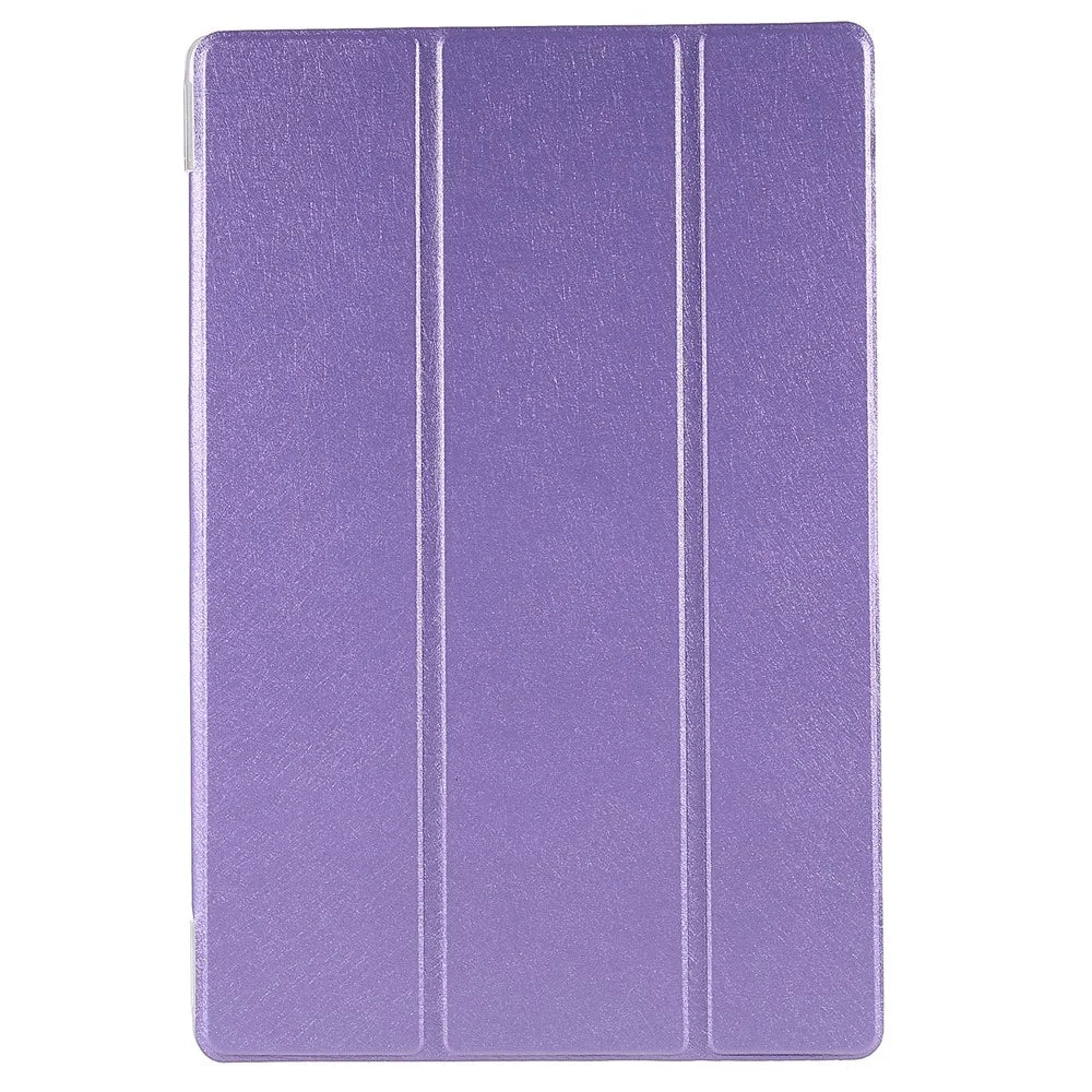 For Samsung Galaxy Tab A8 10.5 (2021) / (2022) Silk Texture Anti-scratch Shockproof Leather Tablet Tri-fold Stand Case - Purple - 2