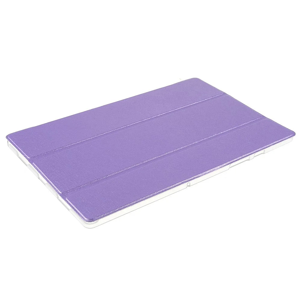 For Samsung Galaxy Tab A8 10.5 (2021) / (2022) Silk Texture Anti-scratch Shockproof Leather Tablet Tri-fold Stand Case - Purple - 4