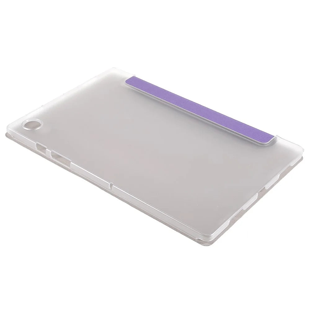 For Samsung Galaxy Tab A8 10.5 (2021) / (2022) Silk Texture Anti-scratch Shockproof Leather Tablet Tri-fold Stand Case - Purple - 5