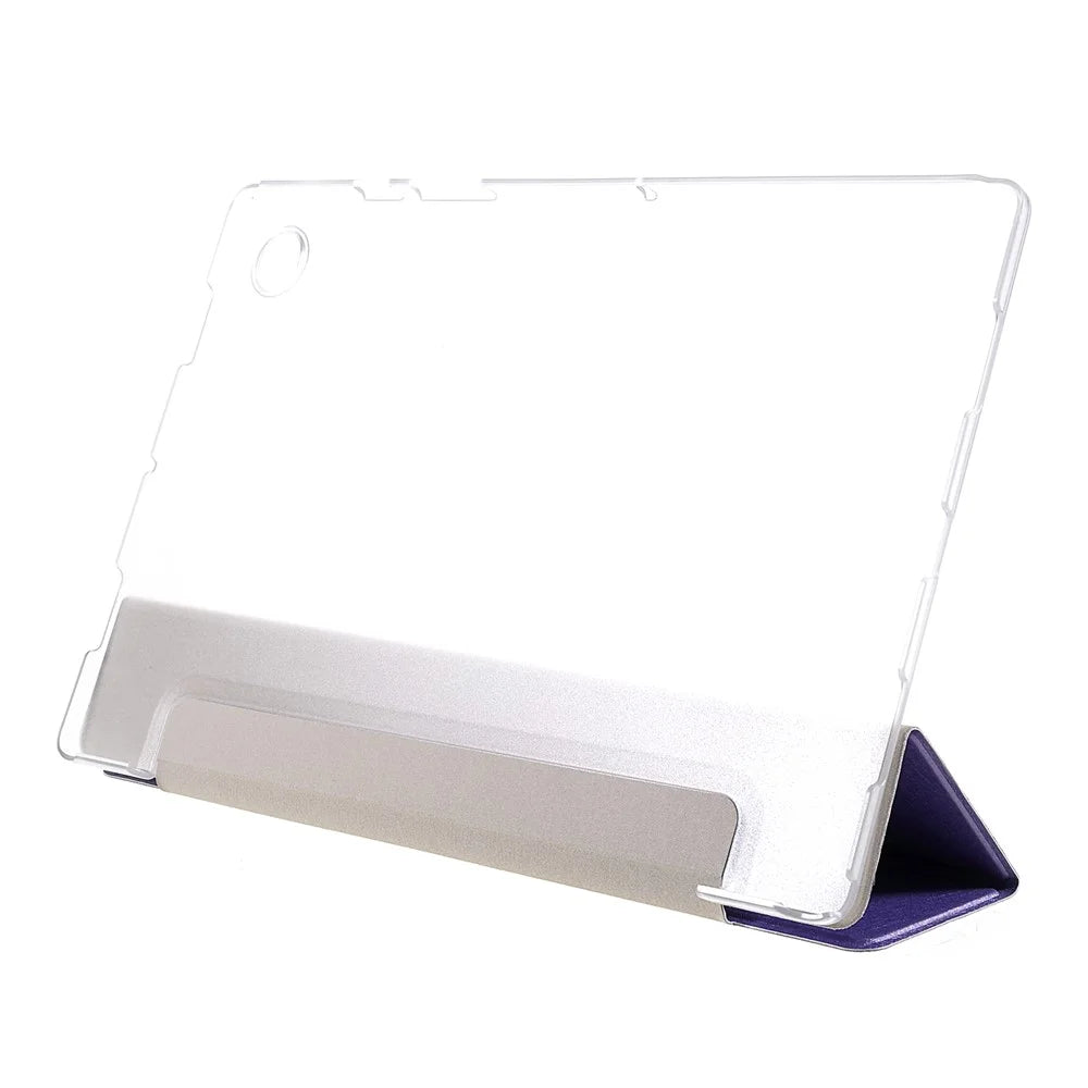 For Samsung Galaxy Tab A8 10.5 (2021) / (2022) Silk Texture Anti-scratch Shockproof Leather Tablet Tri-fold Stand Case - Purple - 6