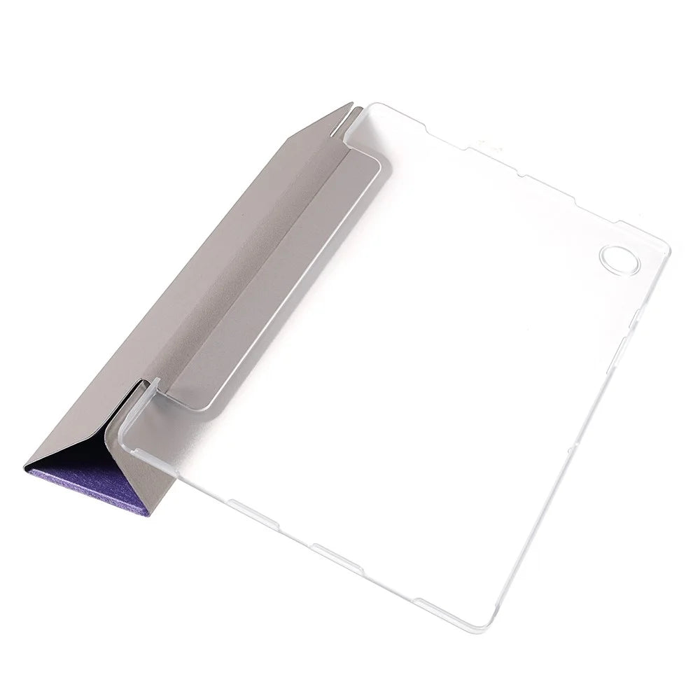 For Samsung Galaxy Tab A8 10.5 (2021) / (2022) Silk Texture Anti-scratch Shockproof Leather Tablet Tri-fold Stand Case - Purple - 7