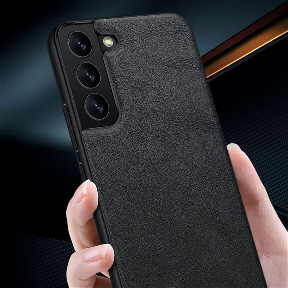 SULADA Fingerprint-proof Smart Phone Cover Drop-proof PU Leather Coated TPU + PC Phone Case for Samsung Galaxy S22 Ultra 5G - Brown - 6