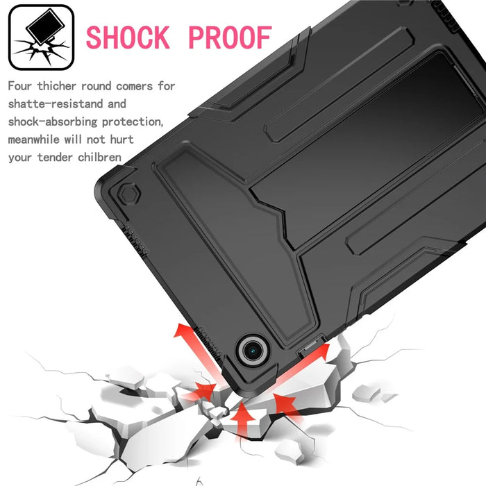 Foldable T-shaped Tablet Case with Kickstand PC Silicone Shockproof Protector Cover for Samsung Galaxy Tab A8 10.5 (2021) / A8 10.5 (2022) - Black - 3
