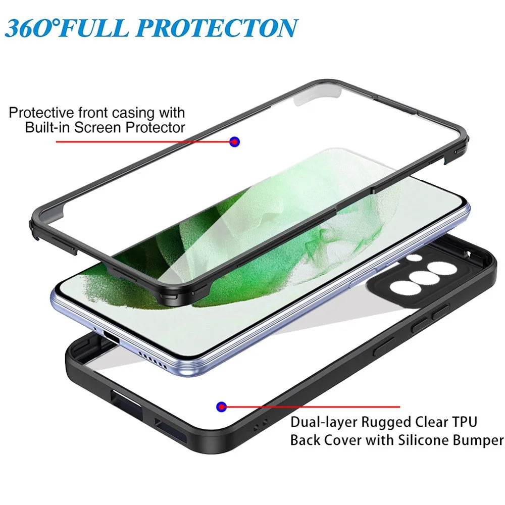 PET Screen Protector + Acrylic + TPU Case Shockproof All-round Protection Phone Cover for Samsung Galaxy S22+ 5G - Black - 2