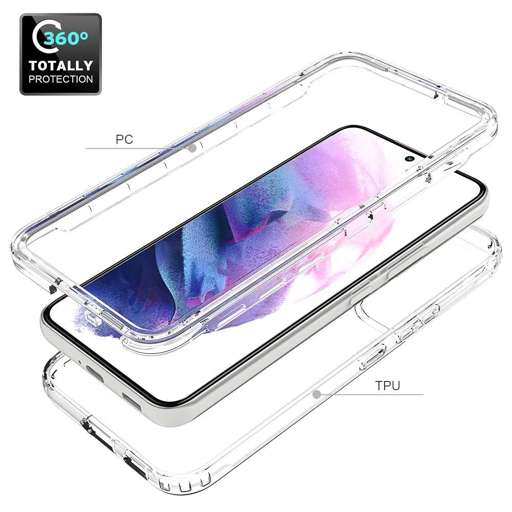 For Samsung Galaxy S22 5G Clear Gradient Color Mobile Phone Case Detachable 2-in-1 Design TPU + PC Phone Shell - Transparent - 4